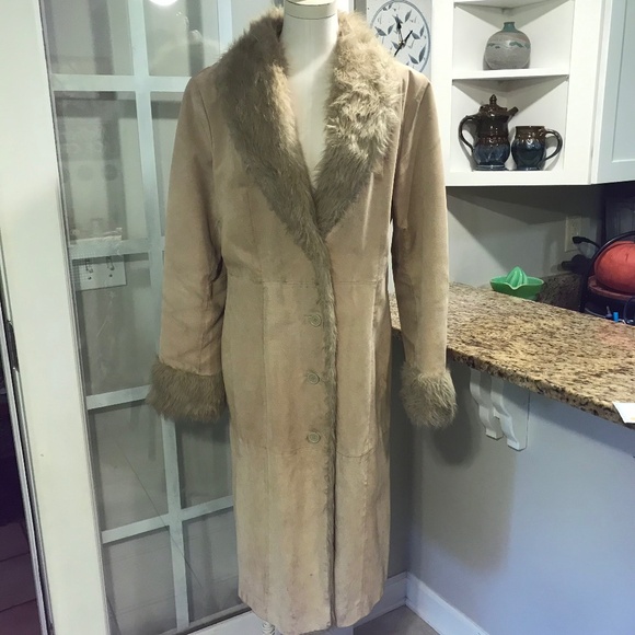 Wilsons Leather Maxima Penny Lane leather faux fur boho Y2K LONG Coat - Picture 1 of 16